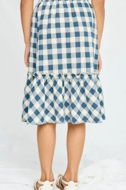 Checkered Ruffle Tiered Skirt
