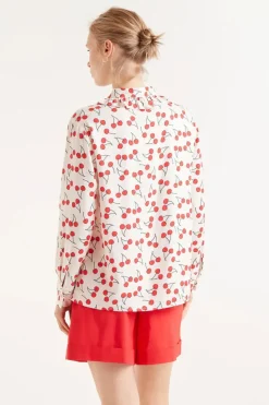 Cherry Print Ruffle Collar Shirt