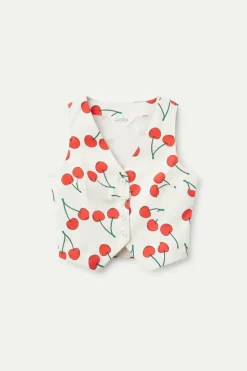 Cherry Print Tailored Vest