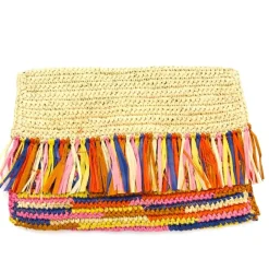 Coco Fringe Crochet Straw Clutch (several colors)