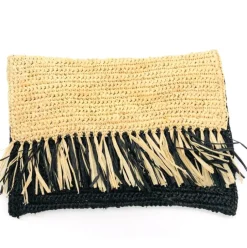 Coco Fringe Crochet Straw Clutch (several colors)