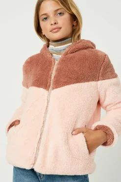 Color Block Fleece Hooded Jacket