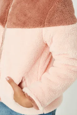 Color Block Fleece Hooded Jacket