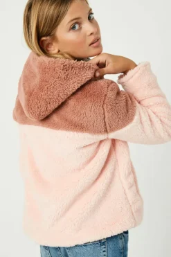 Color Block Fleece Hooded Jacket