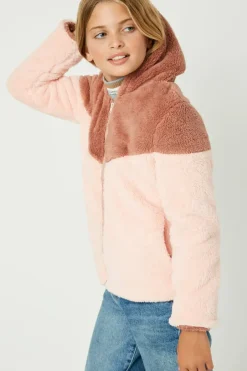 Color Block Fleece Hooded Jacket