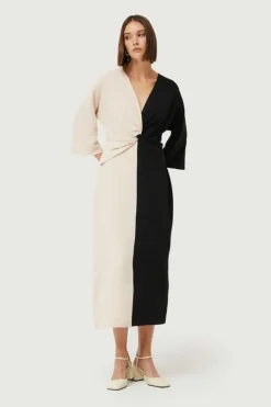 Color Block Long Dress - Black