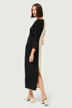 Color Block Long Dress - Black