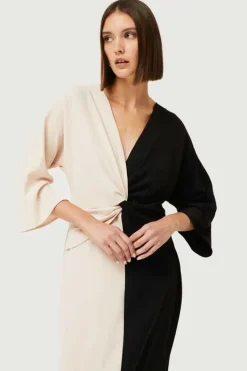 Color Block Long Dress - Black