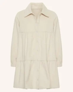 Corduroy Tiered Dress - Cream