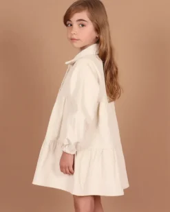Corduroy Tiered Dress - Cream