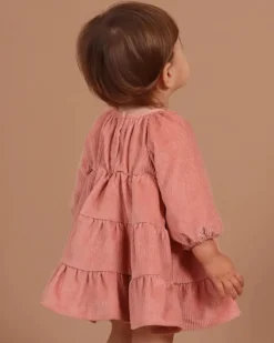 Corduroy Tiered Dress - Dusty Rose