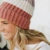 Cozy Color Block Wool Beanie - Rose/Lavender