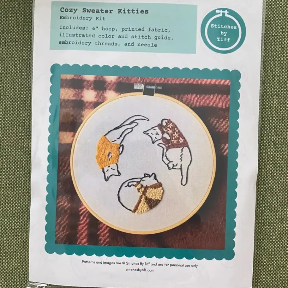Cozy Sweater Kitties Craft Diy Embroidery Kit