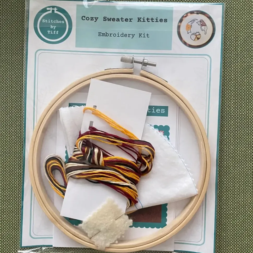 Cozy Sweater Kitties Craft Diy Embroidery Kit