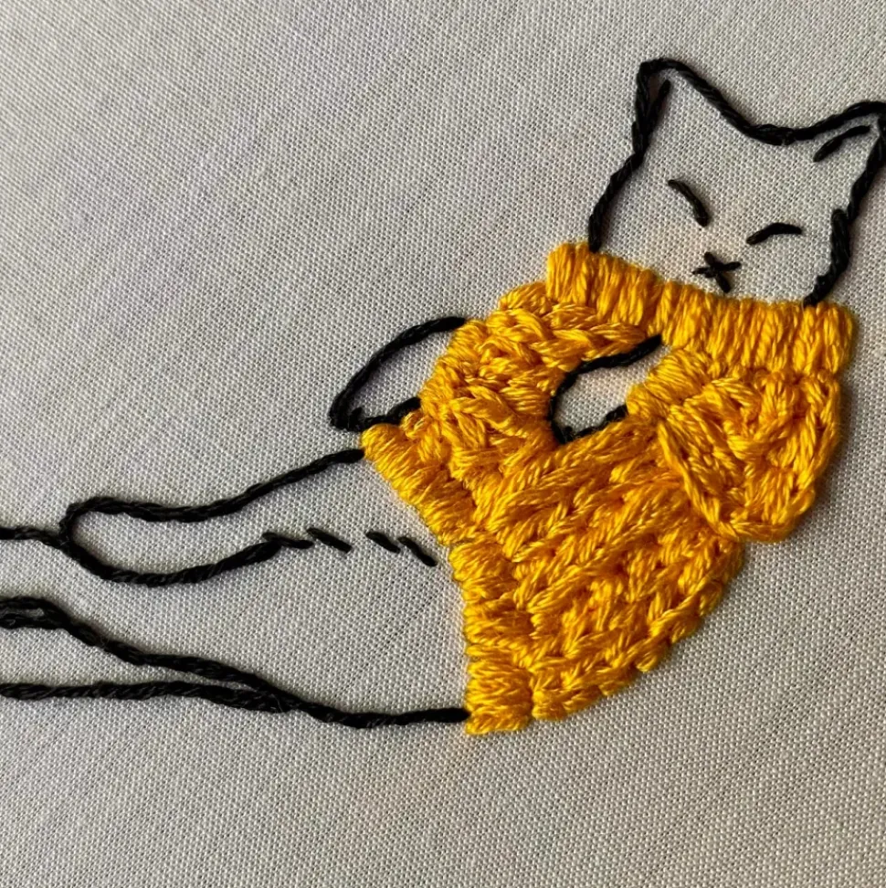 Cozy Sweater Kitties Craft Diy Embroidery Kit