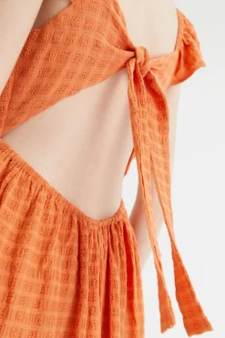 Crinkled Midi Dress with Open Back
