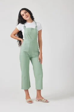 Cropped Overalls - Fern