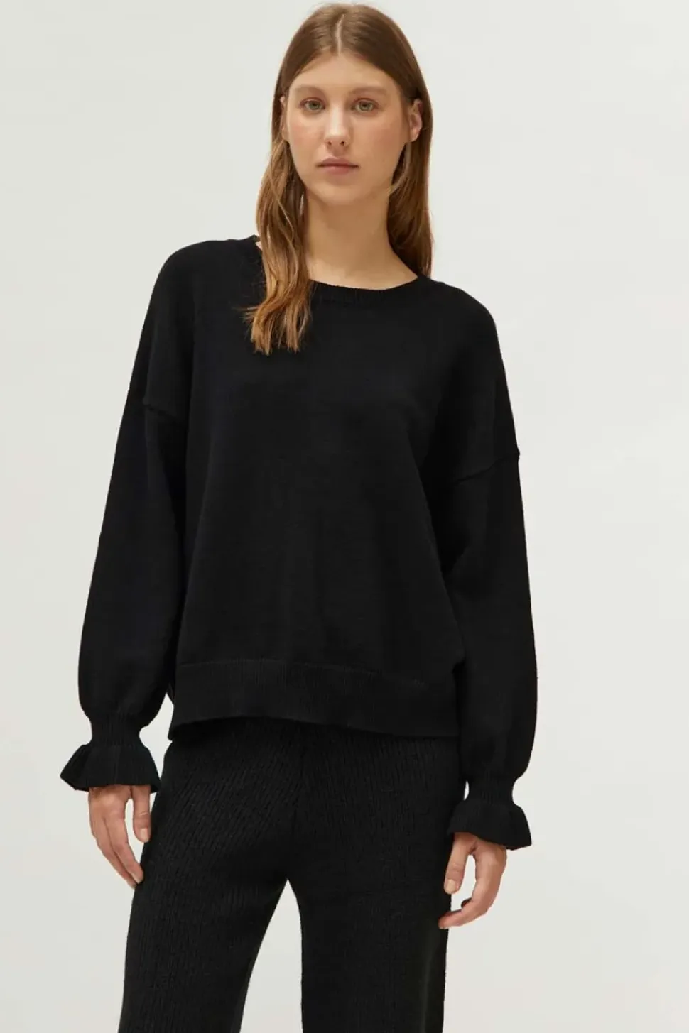Cuff Detail Sweater - Black