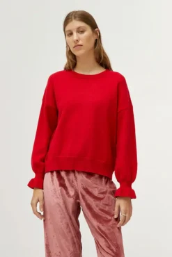 Cuff Detail Sweater - Red