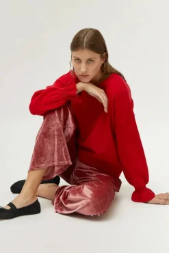 Cuff Detail Sweater - Red