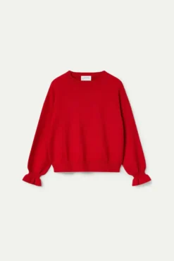 Cuff Detail Sweater - Red