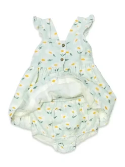 Daisies Ruffle Button Baby Dress+Bloomer