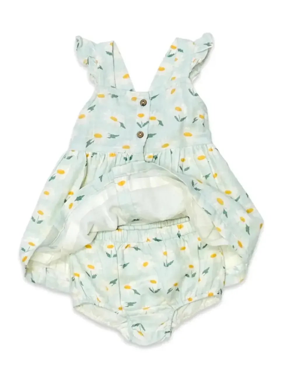 Daisies Ruffle Button Baby Dress+Bloomer