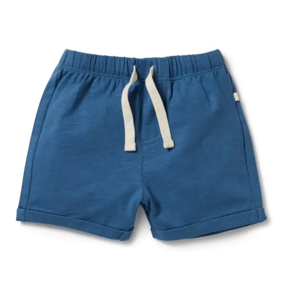 Dark Blue Organic Tie Front Short