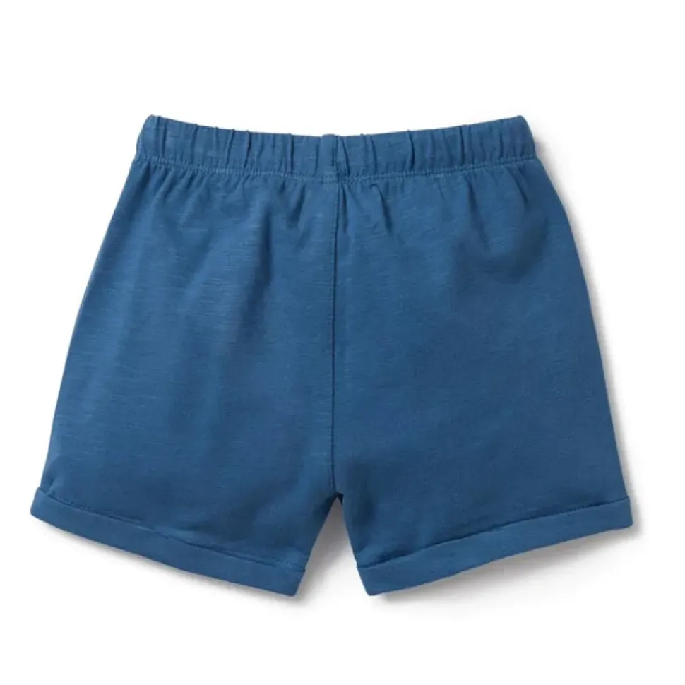 Dark Blue Organic Tie Front Short