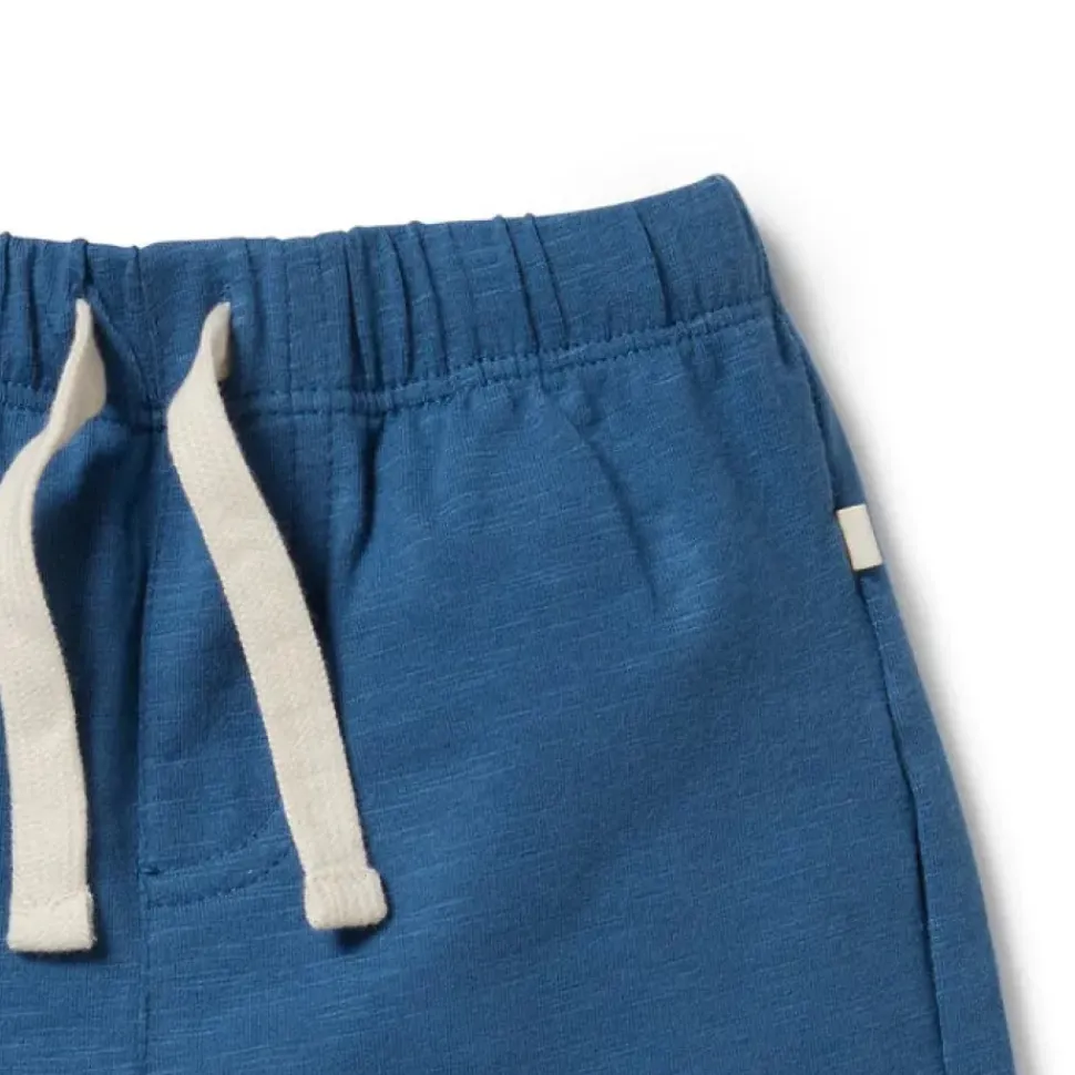 Dark Blue Organic Tie Front Short