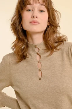 Detailed Knit Sweater - Beige