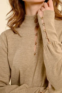 Detailed Knit Sweater - Beige