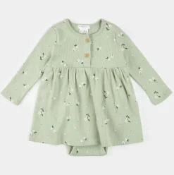 Ditsy Floral Long-Sleeve Bodysuit Dress