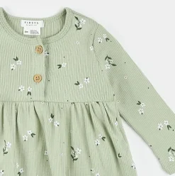 Ditsy Floral Long-Sleeve Bodysuit Dress