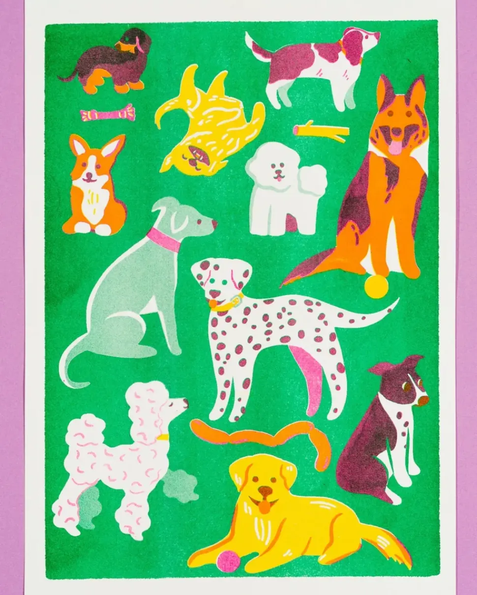 Dog Risograph Print