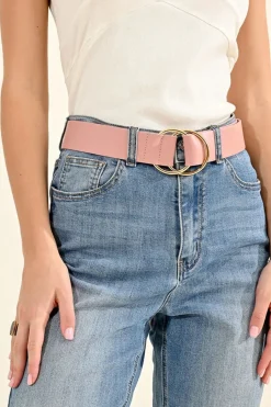 Double Ring Buckle Belt - Nude