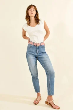 Double Ring Buckle Belt - Nude