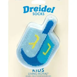 3D Packaged Crew Socks - Hanukkah - Dreidel - Blue