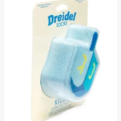 3D Packaged Crew Socks - Hanukkah - Dreidel - Blue