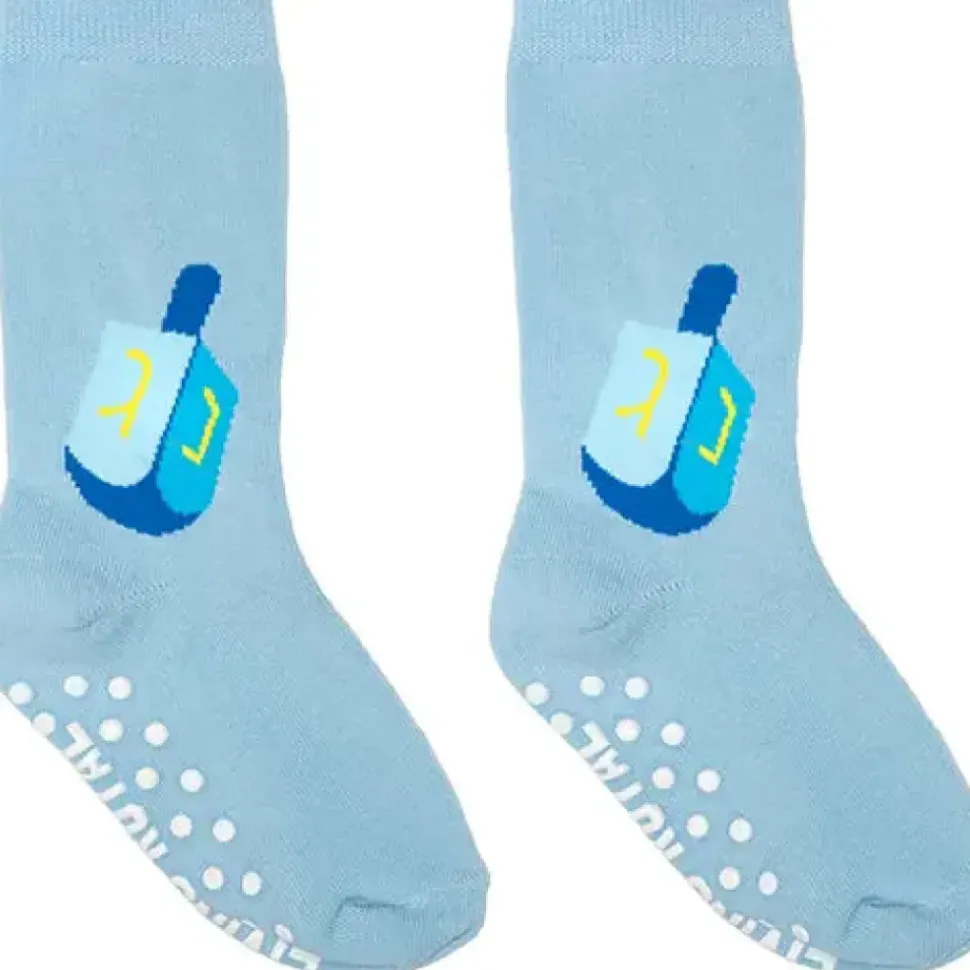 3D Packaged Crew Socks - Hanukkah - Dreidel - Blue