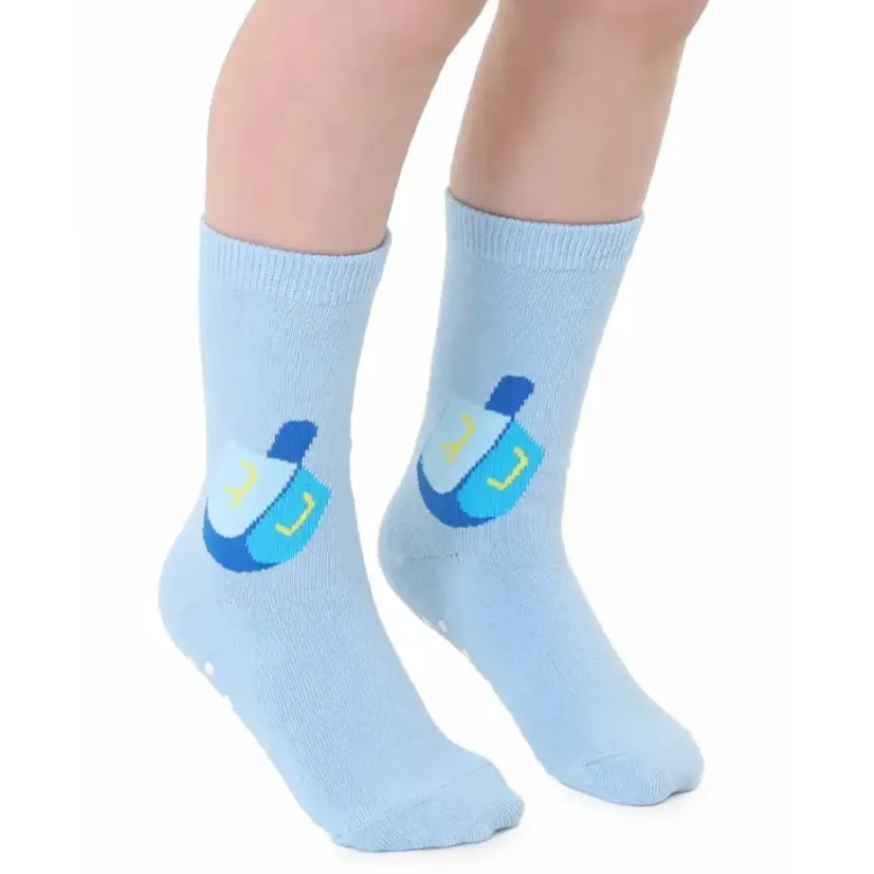 3D Packaged Crew Socks - Hanukkah - Dreidel - Blue
