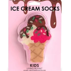 3D Packaged Crew Socks - Ice Cream Cone W/Sprinkles -Pink