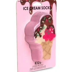 3D Packaged Crew Socks - Ice Cream Cone W/Sprinkles -Pink