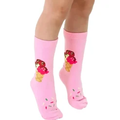 3D Packaged Crew Socks - Ice Cream Cone W/Sprinkles -Pink