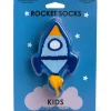 3D Packaged Crew Socks - Rocket Ship in Space - Blue
