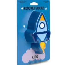 3D Packaged Crew Socks - Rocket Ship in Space - Blue