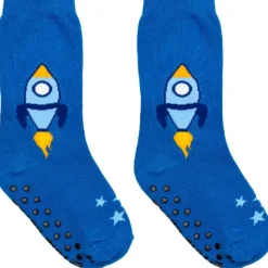 3D Packaged Crew Socks - Rocket Ship in Space - Blue
