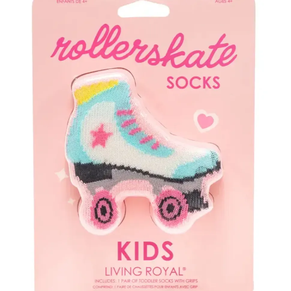 3D Packaged Crew Socks - Roller Skate - Pink