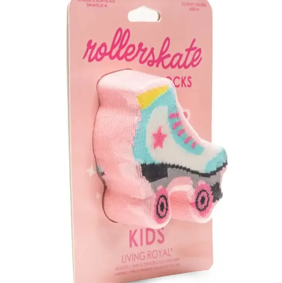 3D Packaged Crew Socks - Roller Skate - Pink