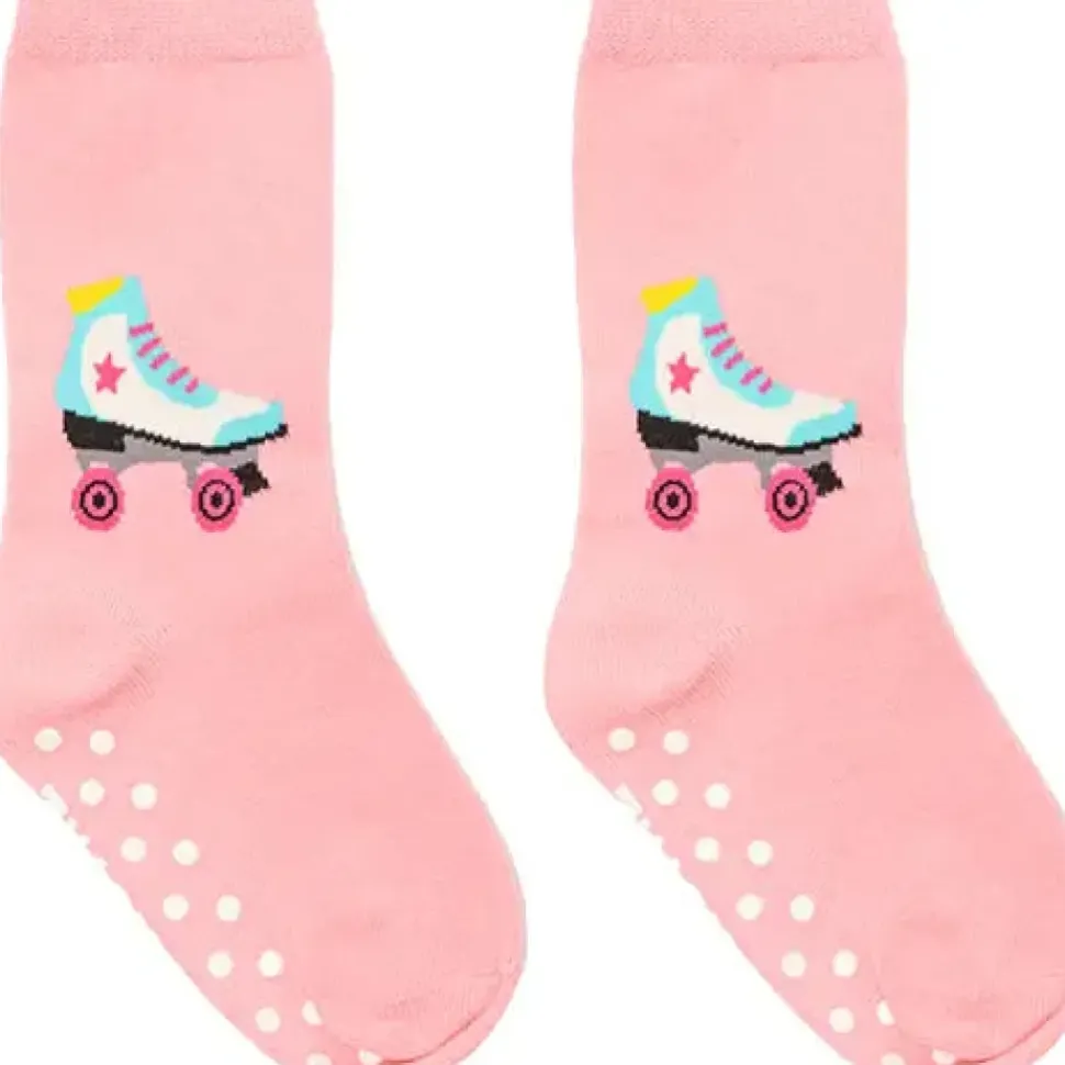 3D Packaged Crew Socks - Roller Skate - Pink